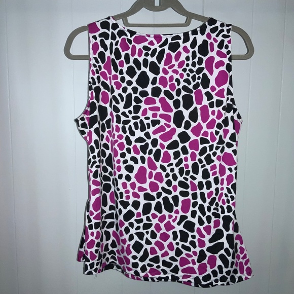 Joza Rae ruffle trim neckline top  sz XL pink black sleeveless - Picture 4 of 5